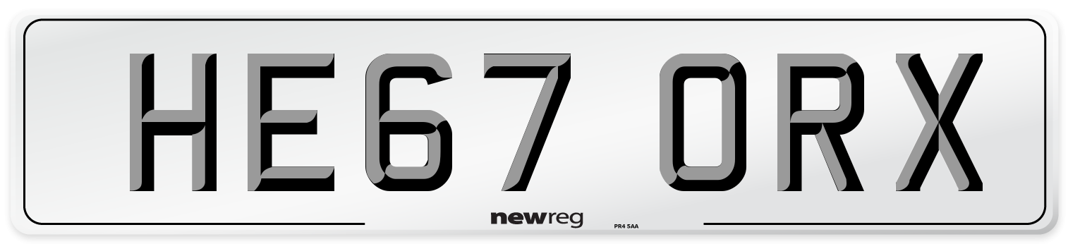 HE67 ORX Number Plate from New Reg